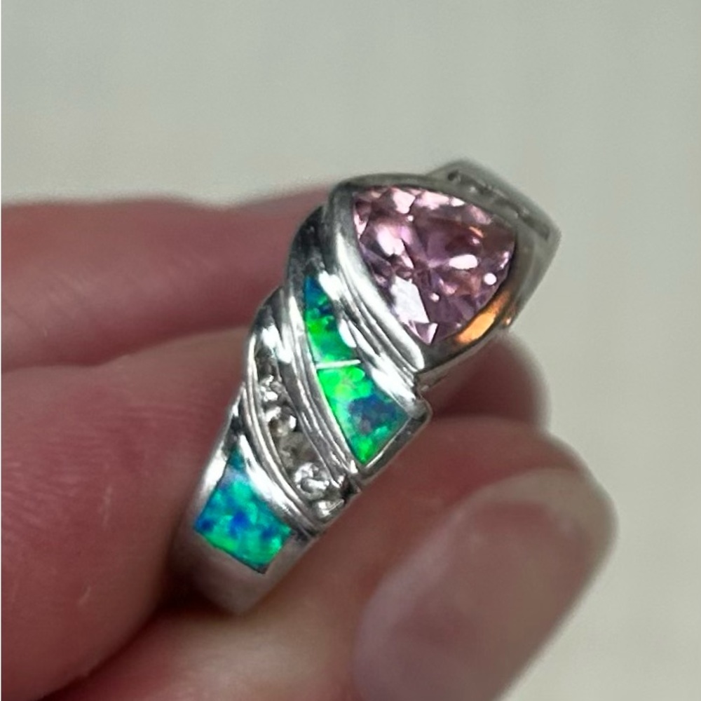 Elegant Silver and Blue Opal Ring